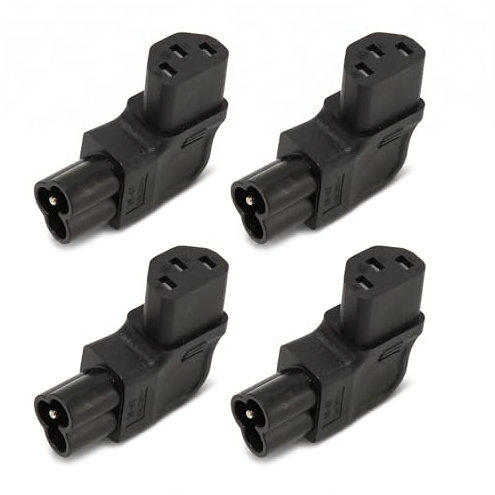 4 Stück IEC320 C6 auf C13 Netzteil, 90 Grad 250 V Steckdosenadapter mit Kupferleiter für USV Computersteckdose, Plug and Play