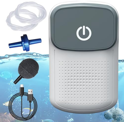 Aquarium Luftpumpe: USB Aufladbar Sauerstoffpumpe Tragbare Aquarium Luftpumpe Ultra Leise Aquarium Sauerstoffpumpe 1.54L/min Durchfluss Aquarium Luftsprudler Mit Zubehör, Geeignet für Outdoor Fischen