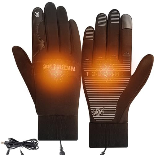 Hojalis Beheizbare Handschuhe, USB Beheizte Handschuhe Nicht-Slip, wasserdichte Touchscreen Handschuhe Beheizt, Beheizte Handschuhe, Beheizbare Handschuhe Herren Damen für Klettern, Radfahren