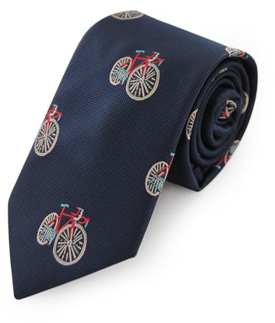 axy Krawatte für Herren mit Geschenkbox Krawatten 7,5 cm breite in verschiedenen Motiv HK3 (Fahrrad - Schwarzblau)