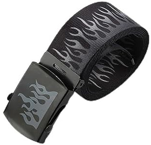 Urban Streetwear Herren Canvas Gürtel Exklusives Fire Design Casual Belt Unisex Designer Gürtel Punk Style, einfarbig, A10