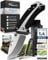 BERGKVIST® K29 Couteau pliant (couteau à une main) - couteau de survie 3-en-1 avec brise-vitre et coupe-ceinture avec pierre à feu & étui - manche en G10 noir