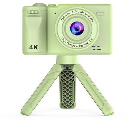 Appareil Photo Numérique pour Enfants avec Trépied, Caméra Vidéo HD Double Objectif 12MP 1080P, Écran
