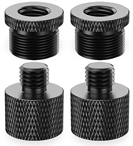 Rigych Mic Stand Adapter 5/8 Female to 3/8 Male & 3/8 Female to 5/8 Male Thread Screw Adapter for Microphone Stand Mic Mount Tripod Stand 4 Pcs