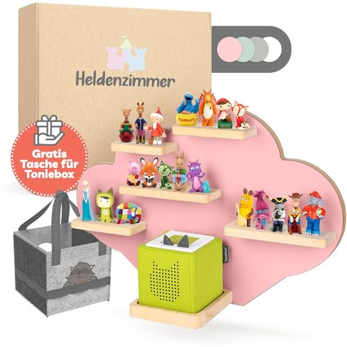 Heldenzimmer - Tonie Regal Wolke Rosa [GRATIS Tragetasche] - Für Toniebox Regal bis 20 Figuren - Mädchen und Junge - Perfekte Tonie Aufbewahrung im Kinderzimmer
