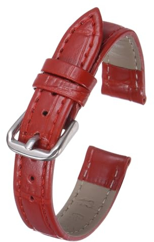 Kozelo Uhrenarmband Leder 15mm Uhrenarmbänder Armband für Uhr Rot | Vintage Lederarmband Ersatzrmbänder, mit Edelstahl Schließe, für Herren Damen