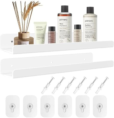 Wandregal,2 Stück 30X10X4cm/Acryl Regal Set,Acryl Wandregal Transparent, Küchenregal Wand Ohne Bohren,Schweberegal für Schlafzimmer/Kinderzimmer/Wohnzimmer/Bad/Küche Lagerung & Organisation (White)