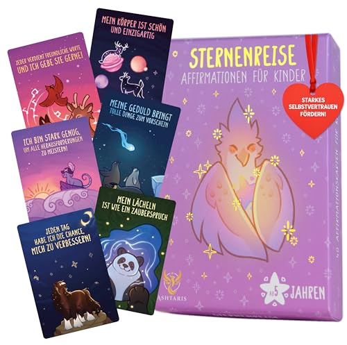 Ashtaris Affirmationskarten Kinder ab 5 Jahren: 49 Karten [Pädagogisch Wertvoll | Selbstregulierung durch Achtsamkeit | Selbstbewusstsein stärken] 40 Affirmationen +4 zum Selbstgestalten +QR-Karte