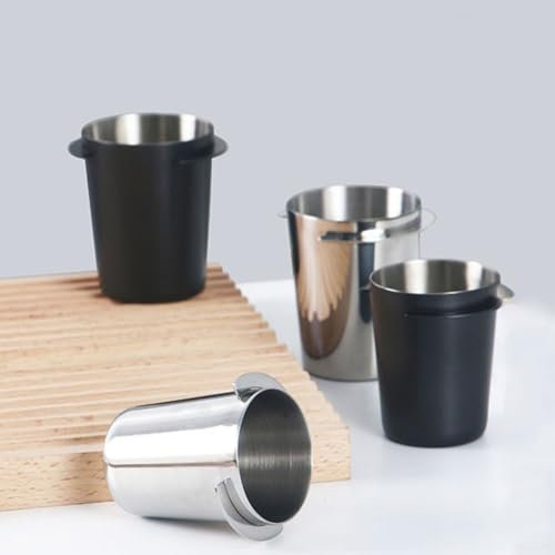 Schlanker und funktionaler Edelstahl-Kaffee-Dosierbecher für Espressozubereitung (schwarz, 53 mm)