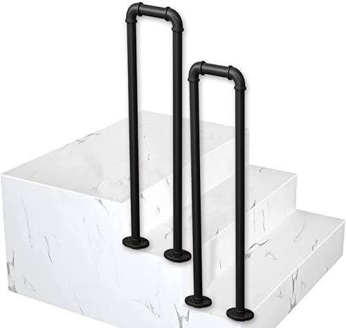 GAOXIONG Schwarzes U-förmiges Treppengeländer aus rundem Rohr, Handlauf für Außentreppen aus Beton oder Holztreppen, Schmiedeeisenhandlauf für Treppen, Tragkraft 200 kg (Größe: 35 cm (1,1 Fuß))