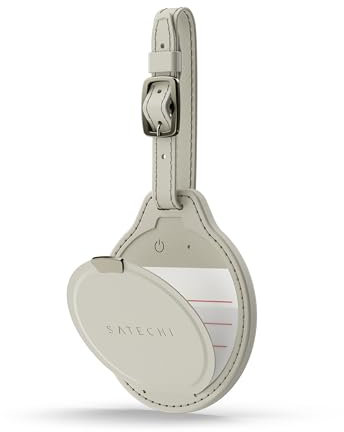 SATECHI FindAll Traceur GPS pour Bagage avec Apple Find My, Recharge sans Fil, Tracker Valise avec Alerte Sonore Puissante, Traceur Localisateur pour iPhone 17 16 15, iPad, Mac et Plus – Beige