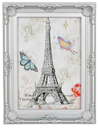 Mein Landhaus Bilderrahmen 13x18 cm – Barock Silber – Klassisches Design mit Aufsteller