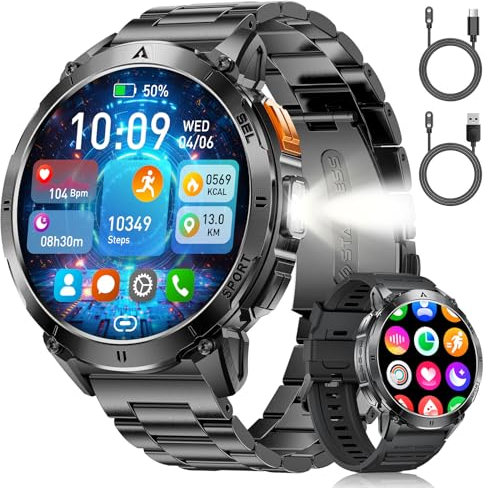LIGE Smartwatch Herren mit Telefonfunktion, 1,62 AMOLED Smart Watch Herren mit SpO2/Herzfrequenz/Schlafmonitor, 100+ Sportmodi, 730mAh Akku, IP68 Wasserdicht Fitnessuhr Schrittzähler für Android iOS