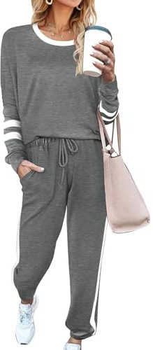 Desol Damen Trainingsanzug Jogginganzug Zweiteiler - Rundhals Langarm Oberteil Jogginghose Damen Winter Herbst Outfit, Trainings & Lounge-Set für Sport, Haus & Freizeit
