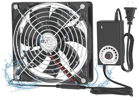 Eiovnur High Airflow 5.5'' Plug in Computer Fan with Speed Controller, 12v Computer Fan with AC to DC Power Adapter, for Greenhouse Grow Tant Reptile Terrarium Receiver Amplifier Xbox DVR Cooling