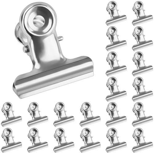luckaide Kleine Bulldog Clips, 20 Stück 30MM Klammern Silber Metall Scharnier Clips Datei Papierklammern Fotoklammern Buchklammer Dokumentenklammer Klemmbrett für Tags Taschen, Geschäfte, Hause