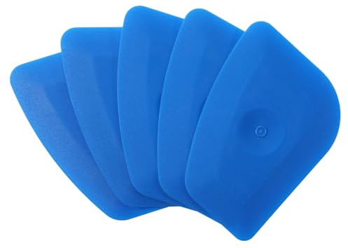 Pan Scraper 5 Pack Plastic Pots Scraper Dish Scrapers for Cast Iron Food Scrapers Tool Non-Scratch Plastic Bowl Scraperes for Cleaning Grease Burnt Food (Blue