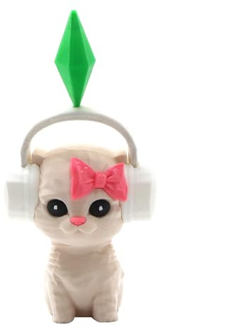 Hislaves Mini Katzen Figuren, Katzen Schreibtisch Deko and Plumbobs, Mini Figuren Katze Deko Büro, Auto Innenraum, Miniatur Zubehör Kleine Tiere Figuren (Cremeweiß)
