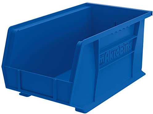 Akro-Mils 30240 AkroBins Plastic Storage Bins, Space-Saving Stackable Bins for Garage, Pantry, Craft Organization, 38.1 cm x 20.32 cm x 17.78 cm, Blue, 12-Pack