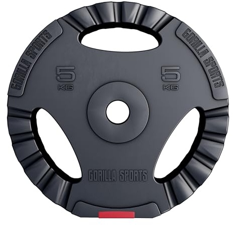 GORILLA SPORTS® Hantelscheiben - Einzeln/Set, 1,25kg, 2,5kg, 5kg, 10kg, 15kg, 17,5kg, 27,5kg, 30kg Gewichte, 30/31mm Bohrung, Tri-Grip, Kunststoff - Gewichtsscheiben, Hantelscheiben-Set