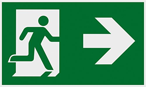 Metafranc Hinweisschild Symbol: Fluchttür rechts - 250 x 150 mm / Beschilderung / Infoschild / Rettungsweg / Fluchtweg / Notausgang / Sicherheitsmarkierung / Gewerbekennzeichnung / 500110