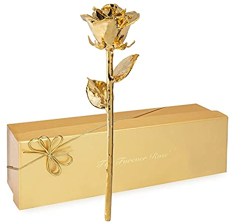 Forever Rose Echte 24 Karat Gold Rose, authentisch, einzigartig, handgetaucht in 24 Karat Gold, Ewige Rose und schöne 24 Karat Gold gehärtete Rose, romantisches Geschenk für