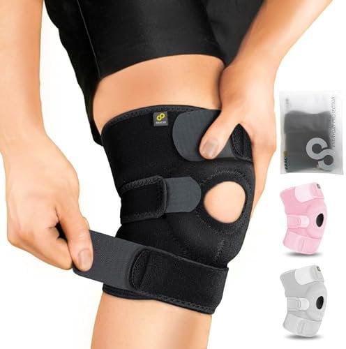 BRACOO Rodillera Ajustable en Neopreno – Soporte para Menisco y Tendón Rotuliano, Ideal para Artritis, Rehabilitación y Prevención de Lesiones, para Hombre y Mujer, KS10 (Negro)