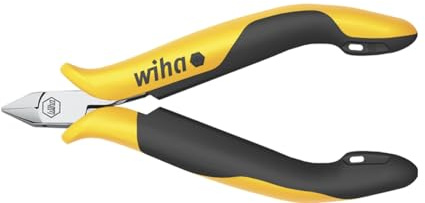 Wiha Seitenschneider Professional ESD schmaler, spitzer Kopf mit Wate (26808) 115 mm für empfindliche elektronische Bauteile, Schutz von Komponenten durch elektrostatisch ableitendes Werkzeug, dissipativ, Werkzeug mit Oberflächenwiderstand