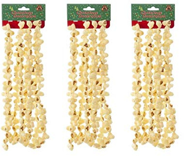 Kurt Adler Weihnachtsgirlande, Popcorn aus Kunststoff, 3 Stück
