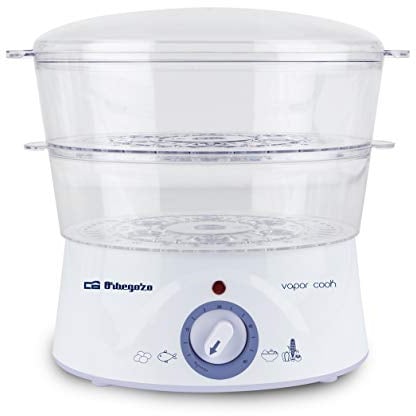 Orbegozo CO 4000 - Vaporera eléctrica, 2 recipientes apilables y uno especial para arroz, temporizador con parada automática, 400 W de potencia