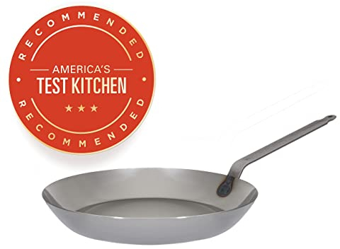 Matfer Bourgeat 062009 Black Steel Round Frying Pan, 17 3/4-Inch, Gray