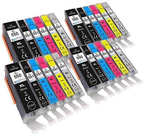 Go Inks C-550 & C-551 Cartouches d'encre Compatible pour remplacer Canon PGI-550 & CLI-551 pour une utilisation avec les imprimantes Canon PIXMA (Lot de 24)
