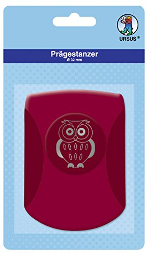Ursus 19670092 - Prägestanzer, Eule, rosa, ausgestanztes Motiv ca. 32 mm, aus Kunststoff mit Metallstanze, geeignet für Grammaturen von 180 240 g /qm, ideal für Motiv Konfetti