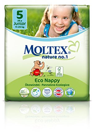 26 St. MOLTEX Nature No1 Ökowindeln BÄR Babywindeln JUNIOR Gr 5 (11-25 kg)