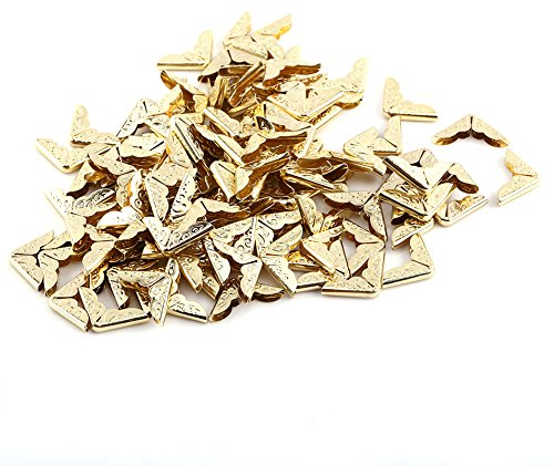 Walfront 100 Stücke Bronze Buchecken Gold, Metall Buch Eckenschützer Wachen, Buch Album Retro Stil Dreieck Gold Ecken für Bücher