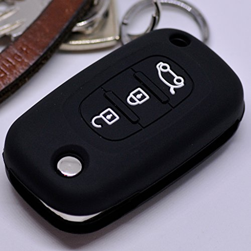 Soft Case Schutz Hülle Auto Schlüssel für Renault Twingo Clio Smart Forfour Klappschlüssel 3 Tasten Remote/Farbe Schwarz