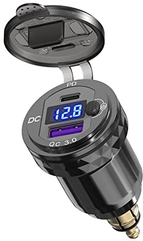 USB Din Hella Steckdose Adapter für BMW Motorrad: PD 20W USB C Ladegerät 12V Wasserdicht Aluminium EU Typ C USB Stecker QC3.0 Bordsteckdose für iPhone DC 12-24 Volt Europäisch Ducati Triumph BMW