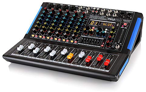 PMXU88BT Bluetooth-Studio-Audio-Mixer, DJ-Sound-Controller-Schnittstelle mit USB-Stick für PC-Aufnahme, XLR-Mikrofonbuchse, 48 V Leistung, Cinch-Eingang/Ausgang für Profis und Anfänger