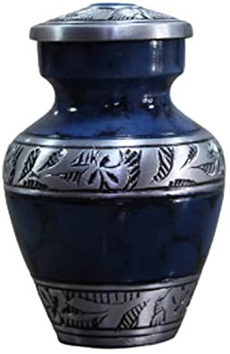 ESPLANADE Urne aus Metall | Gedenkurnen | Urnen | Urnen für Asche | Gedenkurnen | Urnen aus Metall für Einäscherung (Blau)