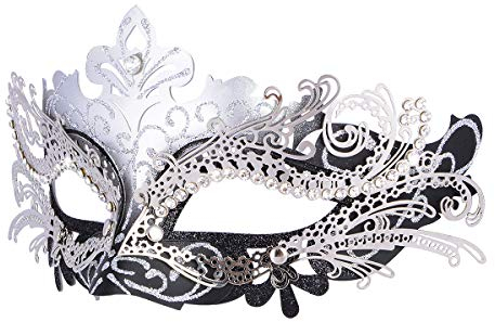 Hoshin Maskerade Maske, Karneval Dekorationen Venezianische Masken für Frauen (Silber & Schwarz)