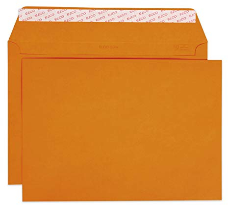 Elco 24095.82 Color Box mit Deckel und 200 Briefumschläge/Versandtasche, Haftklebeverschluss, C4, 120g, orange, Fenster: nein