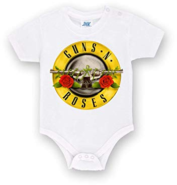 Body Personalizzato dei Guns'n Roses Band Tutina Bianca Bimbo Bimba Neonato