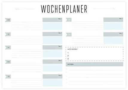 Friendly Fox Schreibtischunterlage Papier FOKUS - Wochenplaner A3 Block aus Papier zum Abreißen - 25 Blatt - Bürounterlage Schreibtisch für Jungen Mädchen Teenager Erwachsene