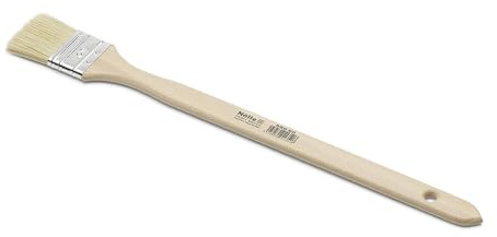Nölle Heizkörperpinsel, gerade, 1,5 ' 00058015 (Borstenpinsel Lackierpinsel Handwerkerpinsel), helle Naturborstenmischung, Weißblechzwinge, Holzstiel unlackiert, Handwerkerqualität