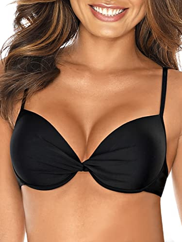 RELLECIGA Women's Black Push Up Bikini Top Twist Front Underwire Bathing Suit Size Large