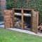 Rutland County Garden Furniture Cottesmore 4ft Tall Log Store/Garden Storage Heavy Duty Pressure Treated Timber With Rear Sloping Roof (Solid Log Store With Kindling Shelf & Door, Rustic Brown)