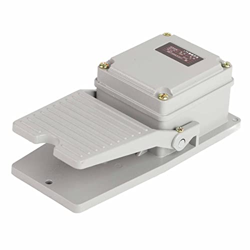 Interruttore A Pedale Industriale, AC 250V 15A Interruttore A Pedale Momentaneo in Metallo 1No 1Nc Interruttore A Pedale Interruttore A Pedale con Passacavo (Classe Energetica A+)