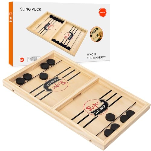 BAKAM Super schnelles Sling Puck Spiel, tragbares Tischhockey-Spiel für Kinder und Erwachsene, Tisch-Schleuder-Spiele, Spielzeug für Jungen und Mädchen, Desktop-Sport-Brettspiel für Familienspiel