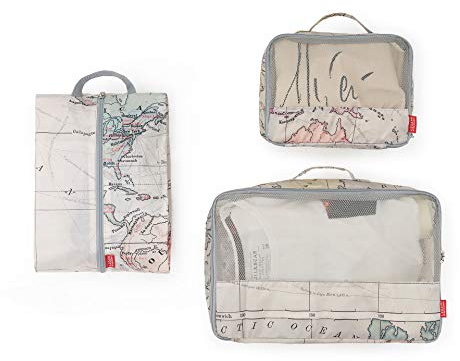 Legami - Travel Organiser Reisebeutel mit Kartendruck, 3 Stück, map, map