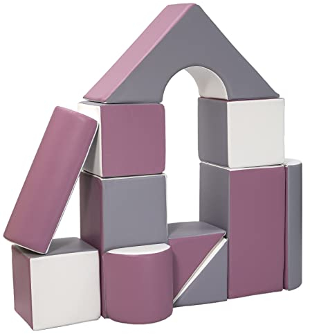 Velinda 11 Grossbausteine Schaumstoffbausteine Bauklötze Riesenbausteine Schloss-Set (Farbe: weiß, grau, violett)
